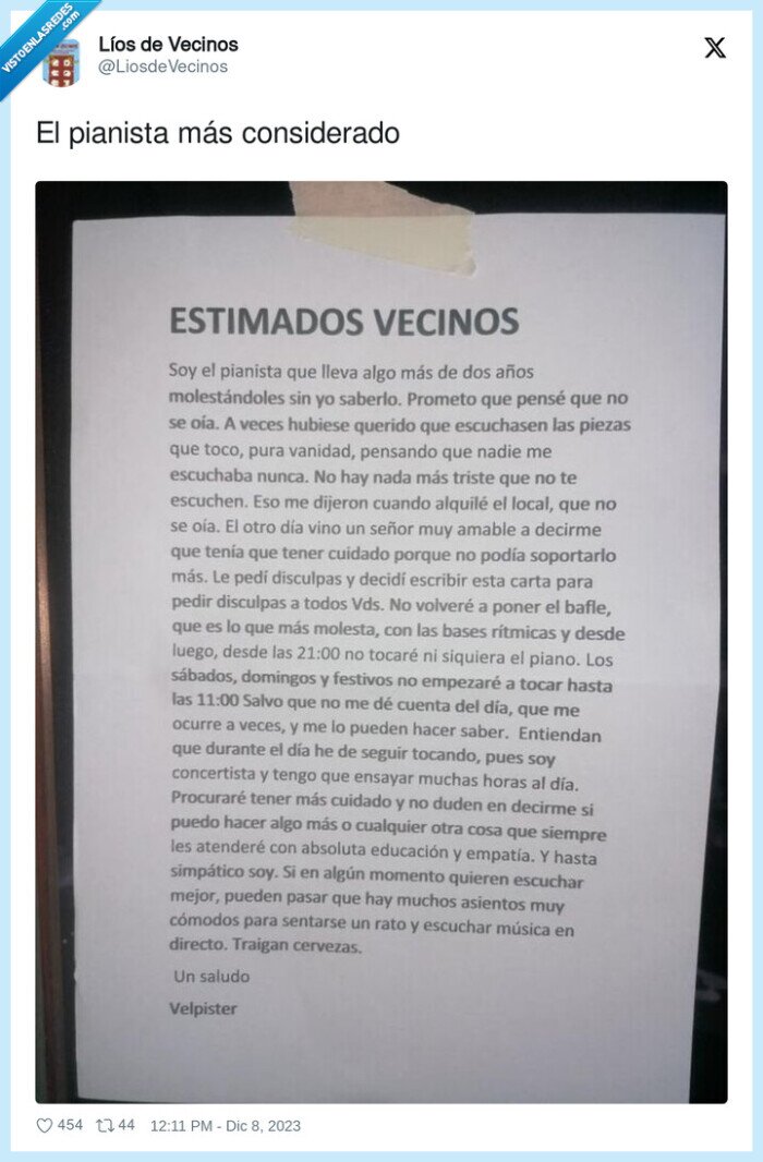 carte,vecinos,pianista,más