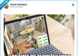 Enlace a Es llegar a mi cuarto de alquiler y vivir en mi mansión de los Sims, por @Infusionlogica