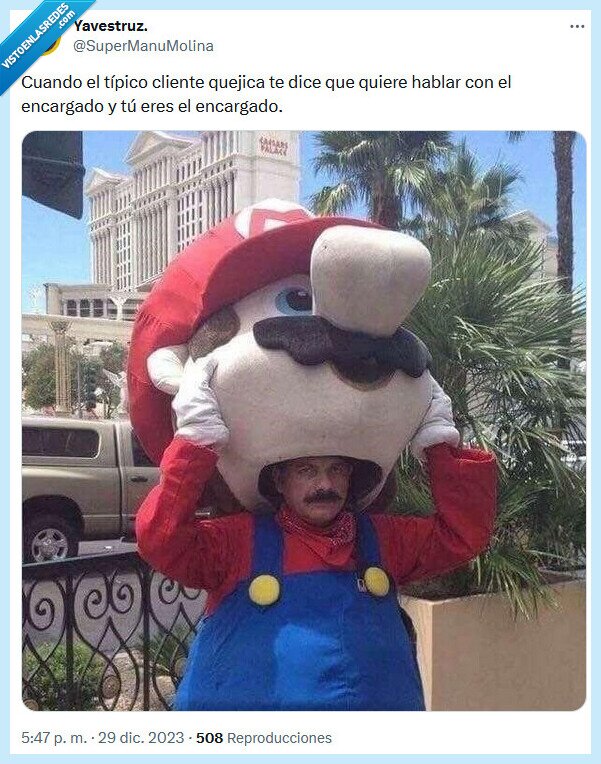 encargado,super mario,queja,cliente