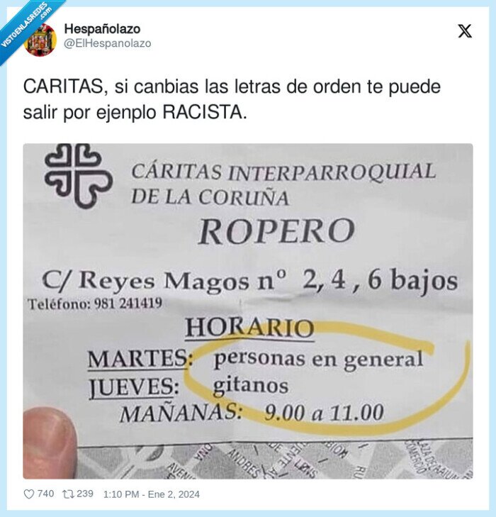 caritas,insulto,racista,letras