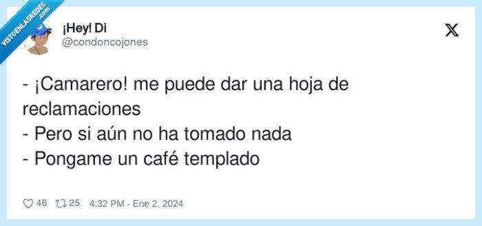 reclamaciones,camarero,cafe templado
