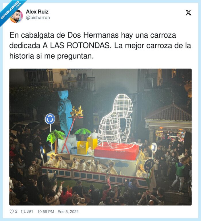 cabalgata,dos hermanas,dedicada,rotondas,reyes magos