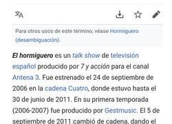Enlace a Alguien ha completado la descripción de El Hormiguero en wikipedia
