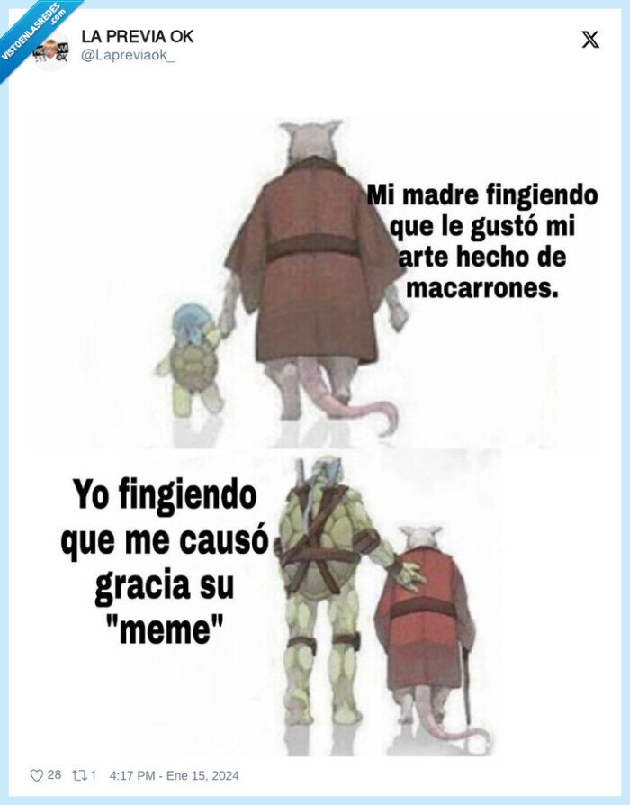 tortugas ninja,madre,meme,gracia,risas,collar de macarrones