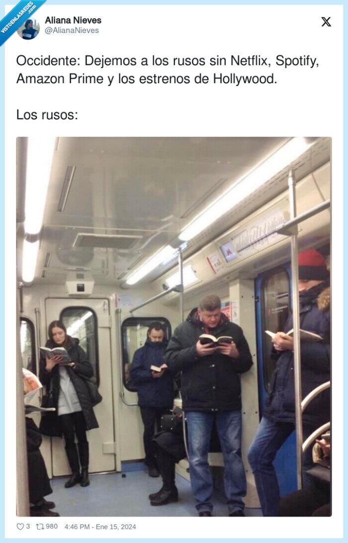 occidente,netflix,spotify,estrenos,rusos,leer,libros,metro
