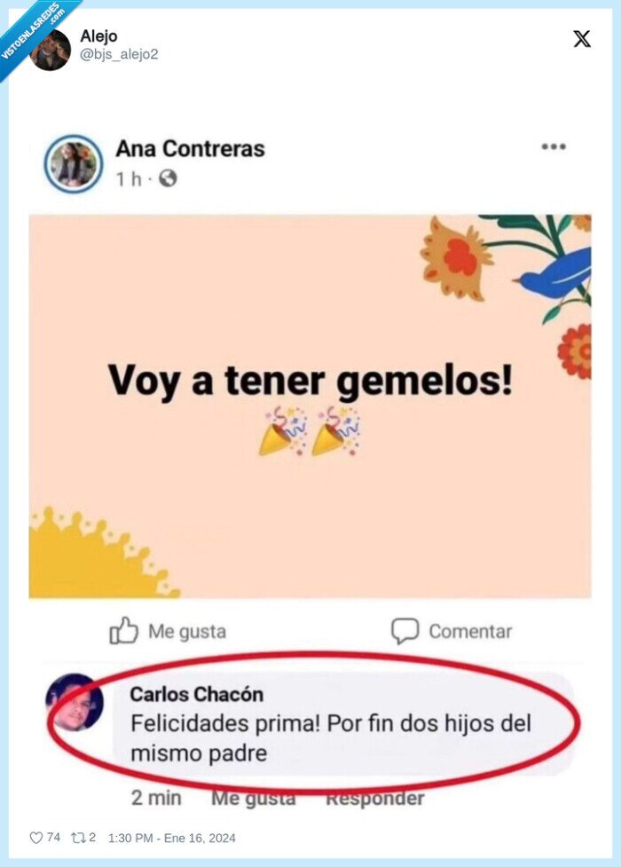 ana,gemelos,mismo padre,suelta