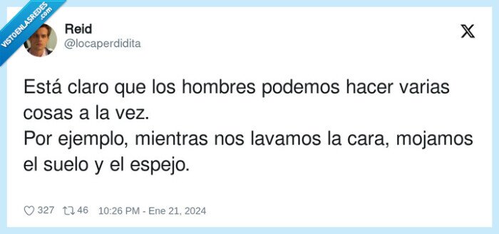 ejemplo,mientras,mojar,hombres,cosas a la vez,lavamos