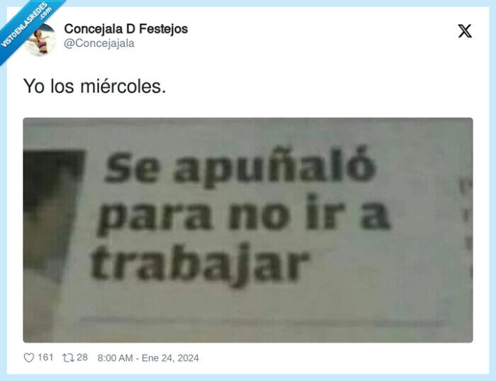 miércoles,apuñalarse,trabajar