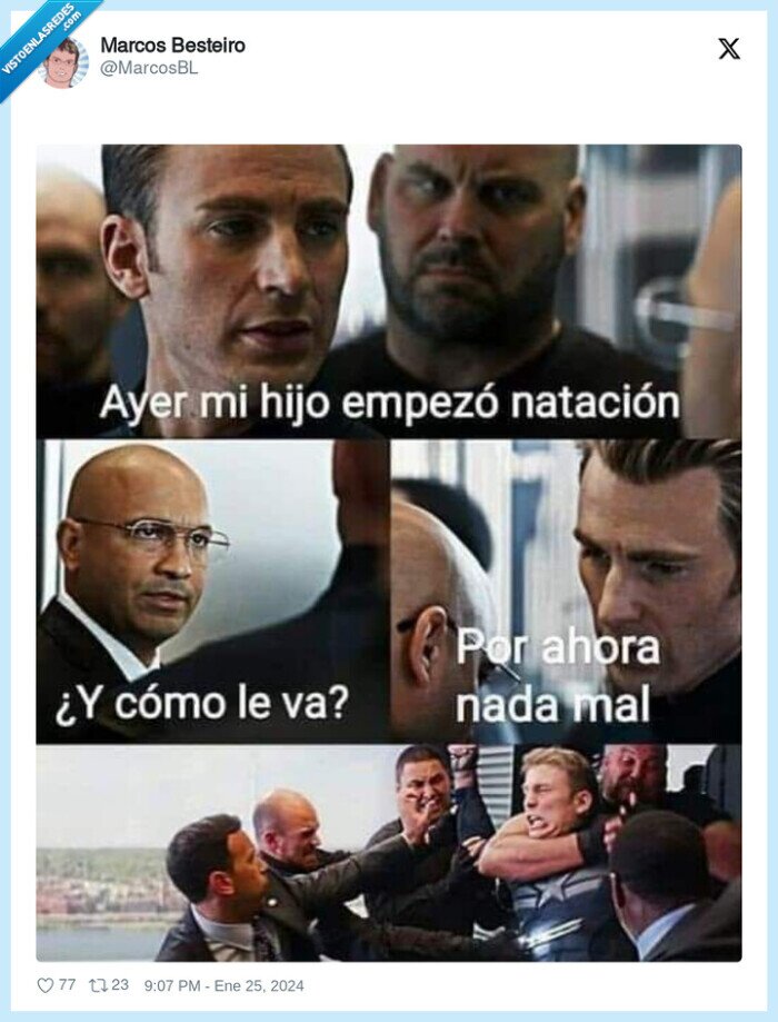 capitan america,chistaco,nadar,natacion