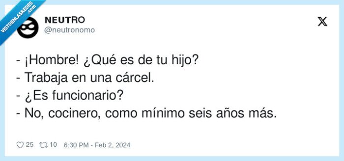 funcionario,cocinero,trabajar,cárcel