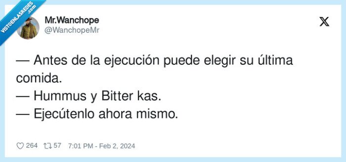 ejecutar,ejecución,elegir,última comida,hummus,bitter kas