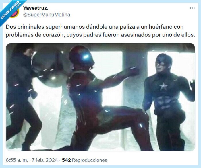 civil war,marvel,paliza,huérfano