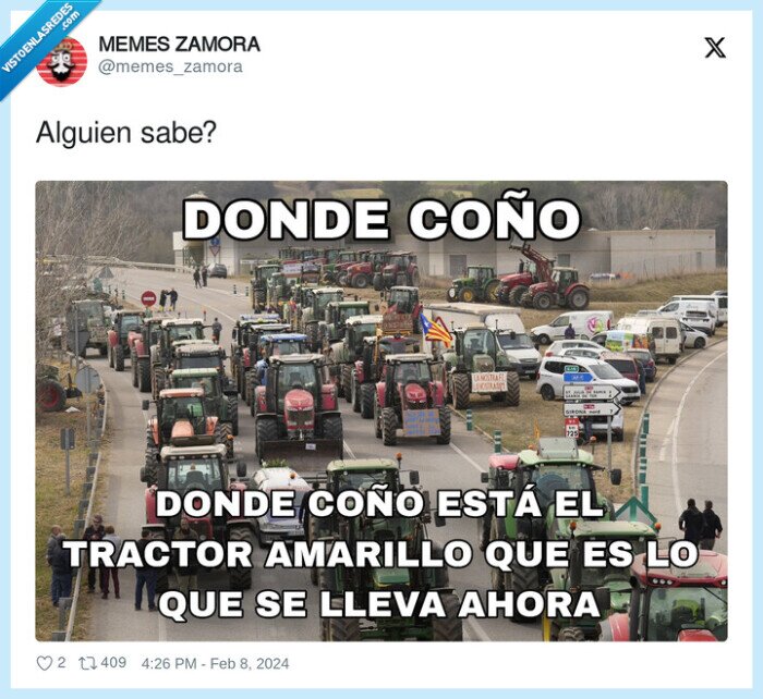 tractor amarillo,tractores,huelga,zapato veloz