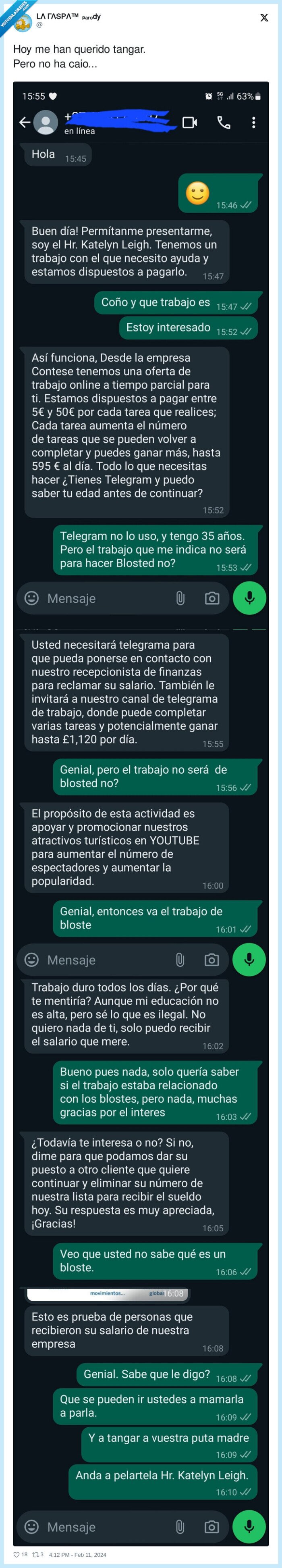 trabajo,estafa,whatsapp