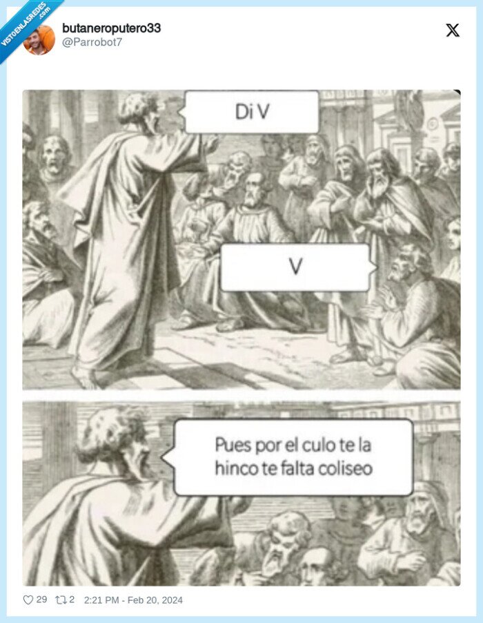 v,cinco,por el culo,hinco,coliseo