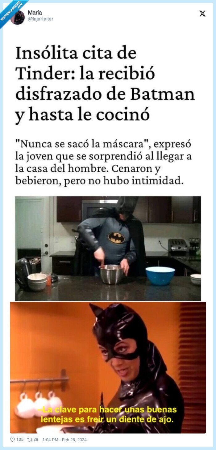 batman,tinder,cocinar