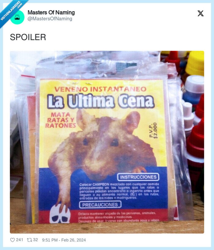 spoiler,ultima cena,rata,veneno