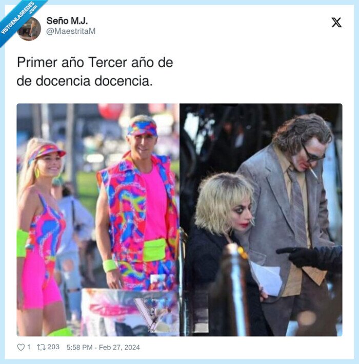 docencia,primer,tercer,año,ryan gosling,barbie,joker
