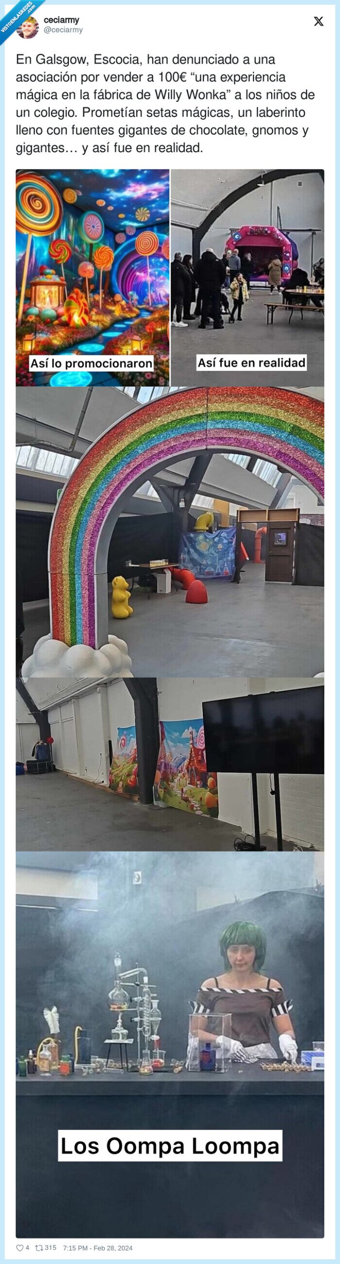 estafa,experiencia,chocolate,willy wonka,glasgow