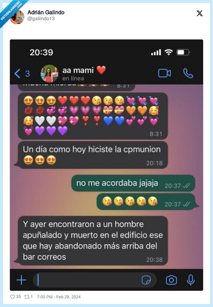 conversacion,comunion,madre,apuñalado