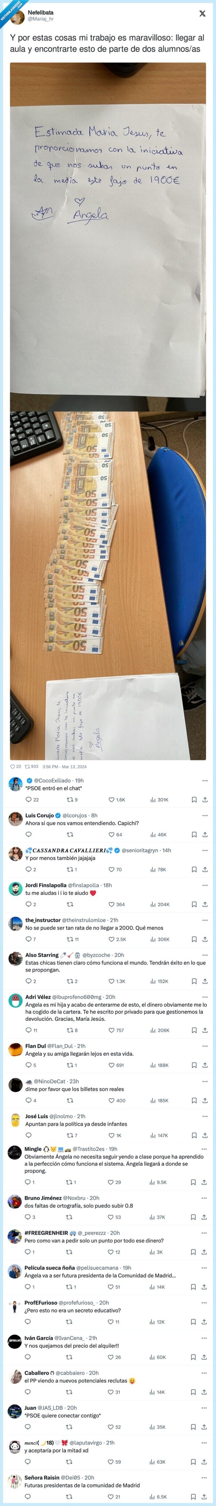 escuela,soborno sobre,billetes,comprar