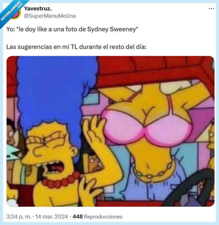 sydney sweeney,tetas,like,foto,los simpson,twitter,sugerencias