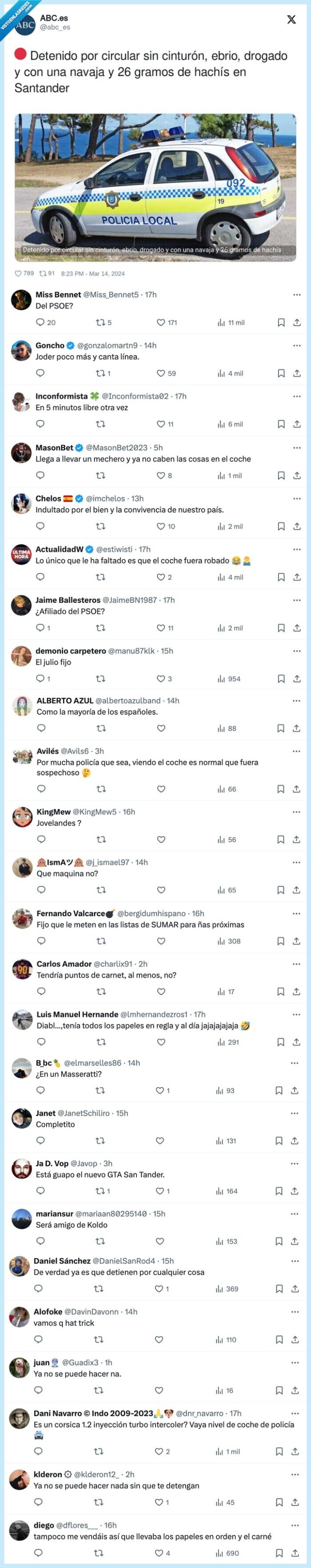 cinturón,santander,detenido,circular,drogado,hachís