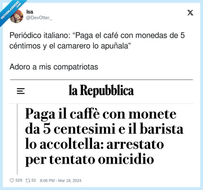 apuñalar,céntimos,italiano,camarero