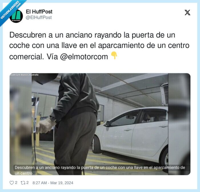 aparcamiento,descubren,coches,anciano,rayando