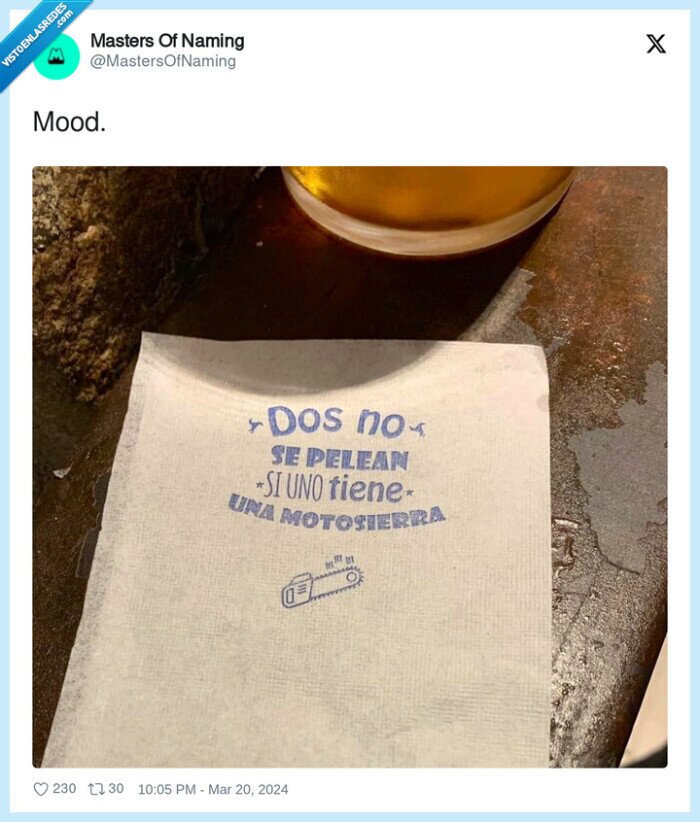 motosierra,servilleta,pelea