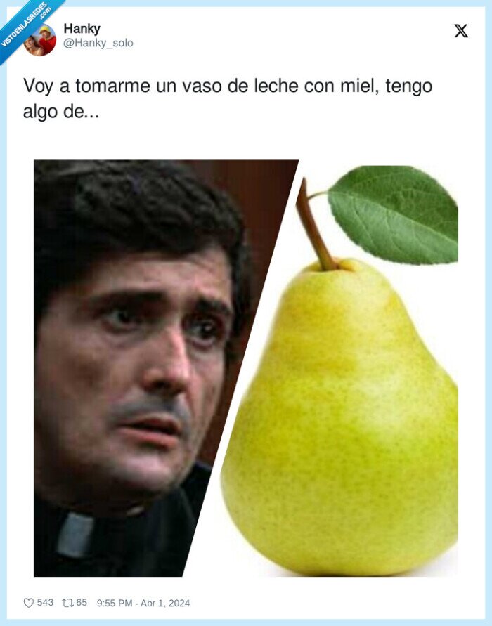 tomarme,leche,miel,padre carras,pera
