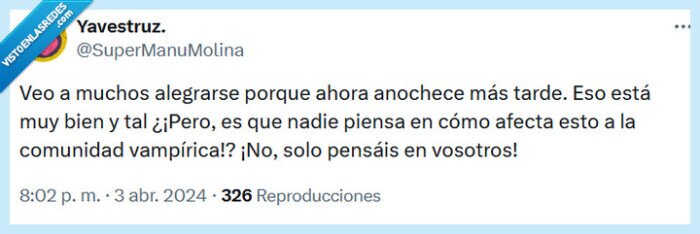 comunidad,vampiros,anochecer,cambio de hora