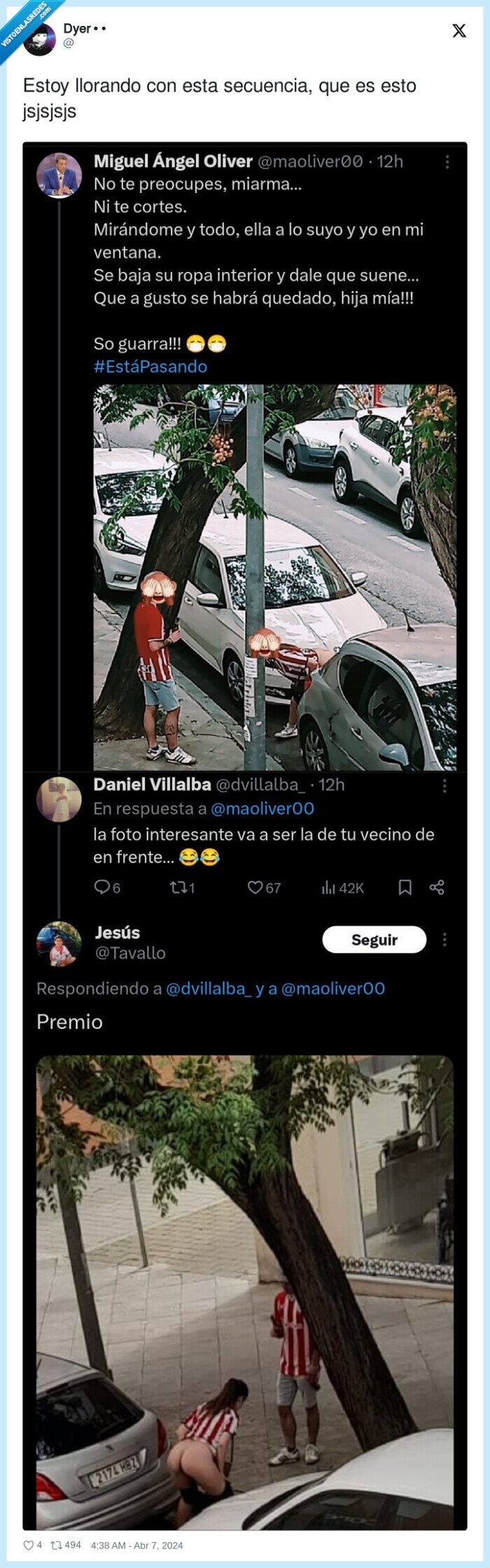 secuencia,llorando,mear,calle,entre coches