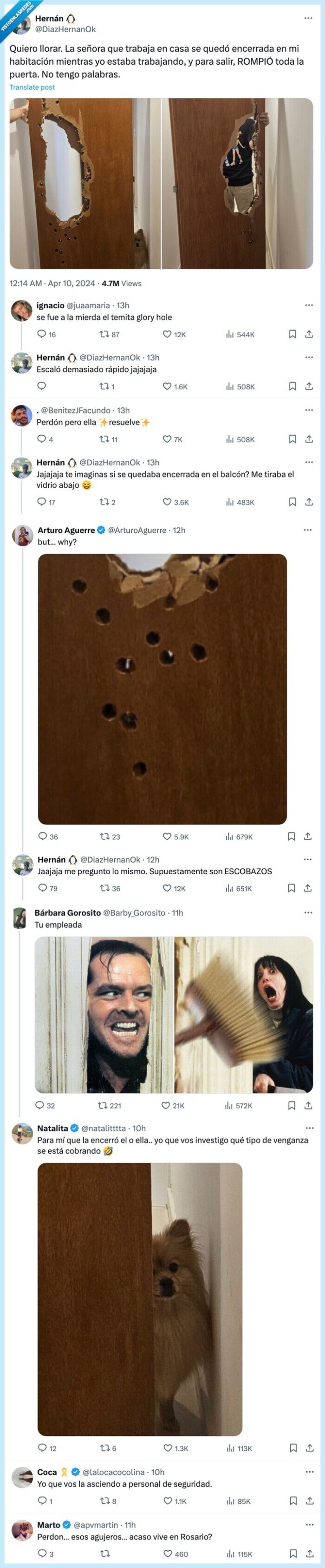 trabajando,habitación,encerrada,palabras,puerta,agujero,señora