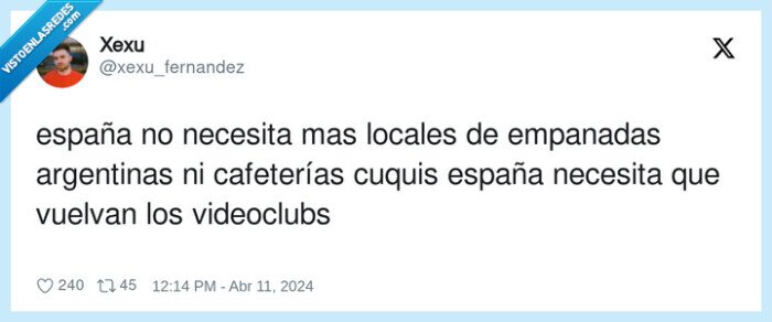 cafeterías argentinas,videoclubs,empanadas,necesitar,españa
