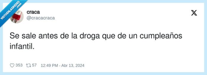 cumpleaños infantil,antes,droga,salir