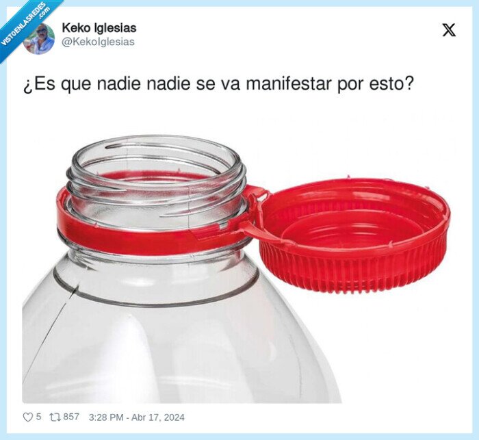 manifestar,botella,tapon,plastico,enganchado