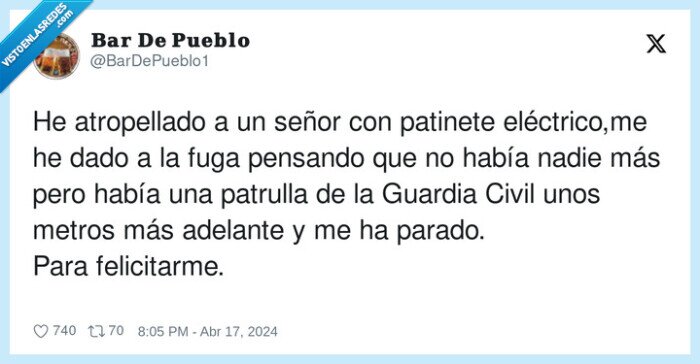 atropellar,felicitar,patinete eléctrico