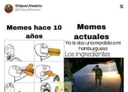 Enlace a Claro ejemplo de cómo han cambiado los memes en unos años, por @ShitpostRandom