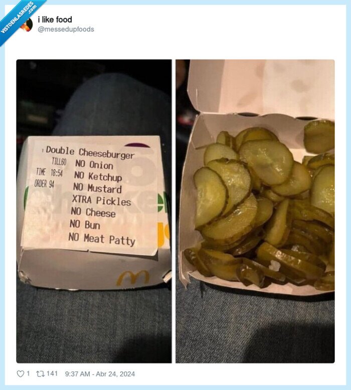 pepinillos,burger,sin nada