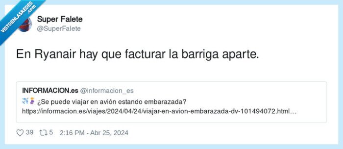 facturar,ryanair,barriga,aparte,embarazada