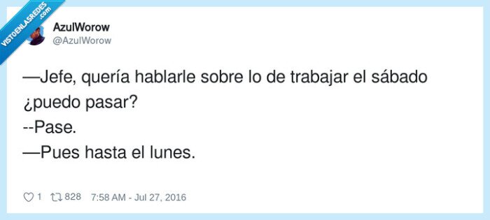 hablar,trabajar,pasar,sábado,jefe,fin de semana