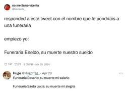 Enlace a El hilo de twitter donde la gente se la saca proponiendo nombres de funeraria