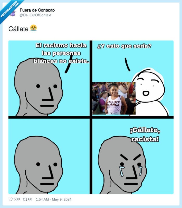 racista,camiseta,callate,blanca