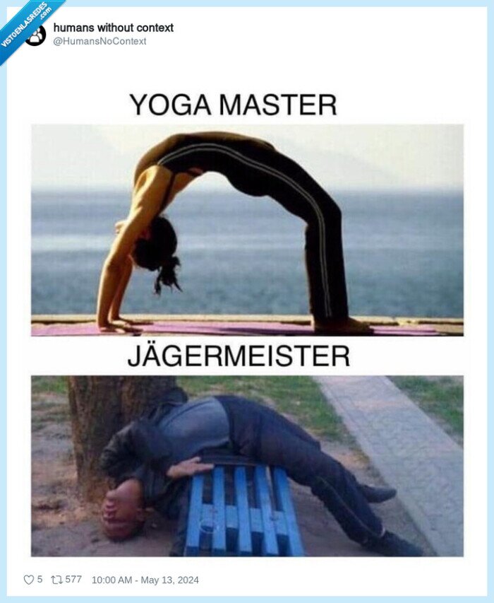jagermeister,yoga master,banco,doblado