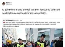 Enlace a Greta Thunberg va de brazo en brazo, por @borgiori