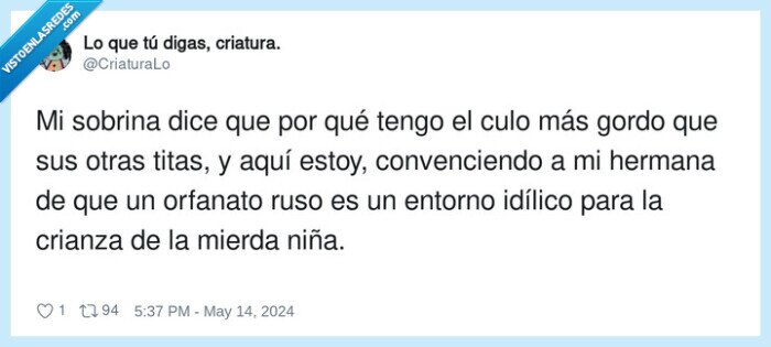 gorda,insulto,niña,orfanato,idílico,sobrina,crianza,entorno