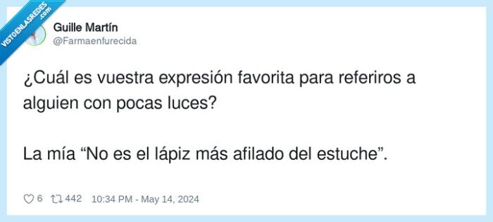 expresión,referirse,favorita,tonto,pocas luces