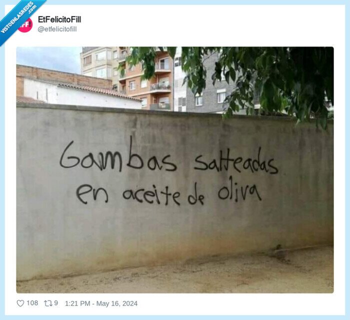 pintada,pared,gambas salteadas