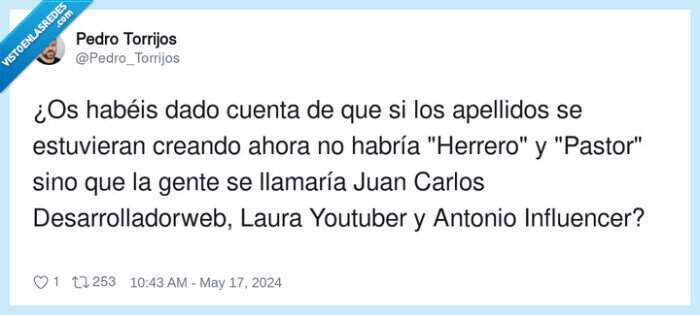 desarrollador web,influencer,apellidos,profesiones,youtuber